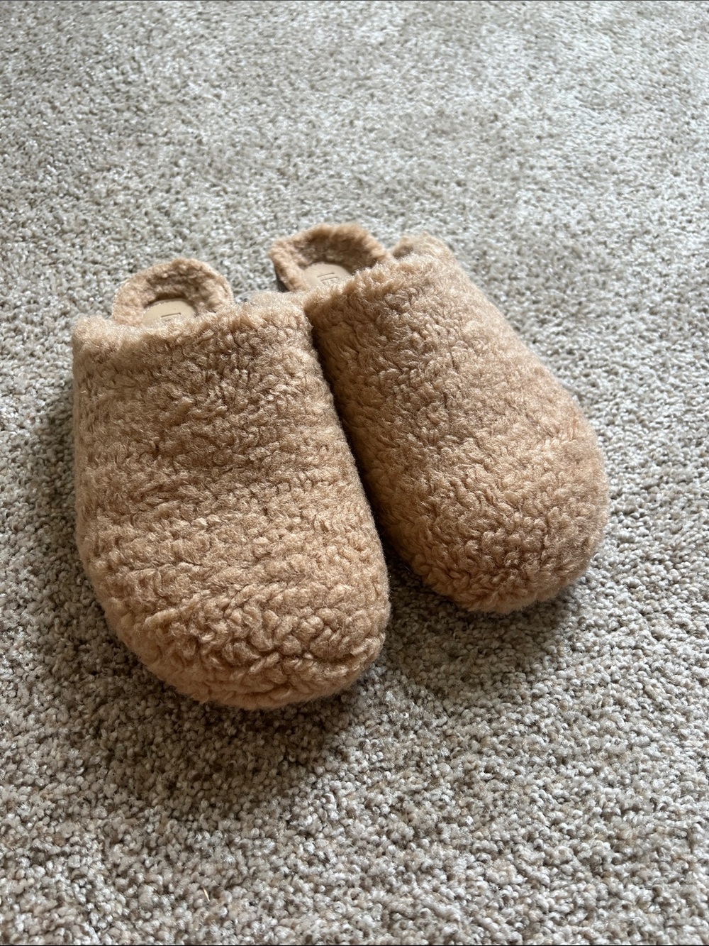 Cozy Fuzzy Slip-On Slippers in Camel